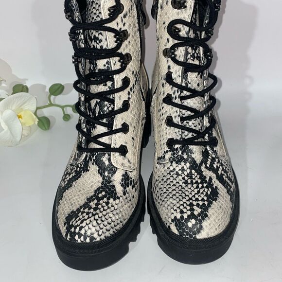 Madden Girl Snakeskin Print Ankle Boots with Geometric Pattern - Picture 6 of 10